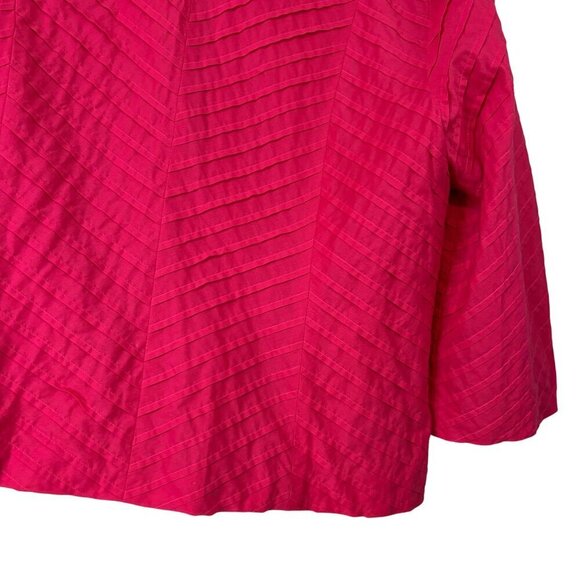 Chico's 100% Cotton Pleated Boxy 3/4 Sleeve Vibrant Pink Jacket Size 2 Large - Picture 11 of 12